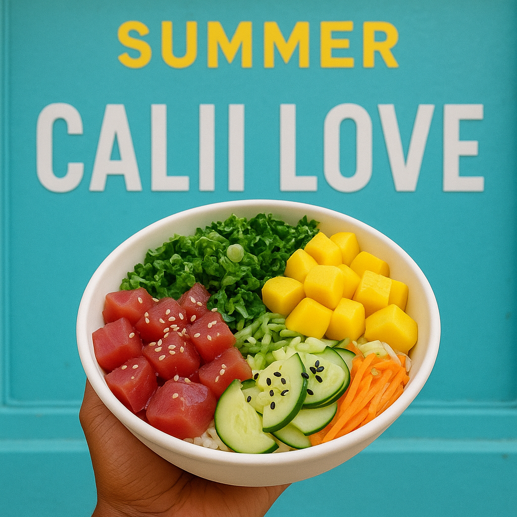 Summer poke bowl with tuna and mango at Calii Love Toronto