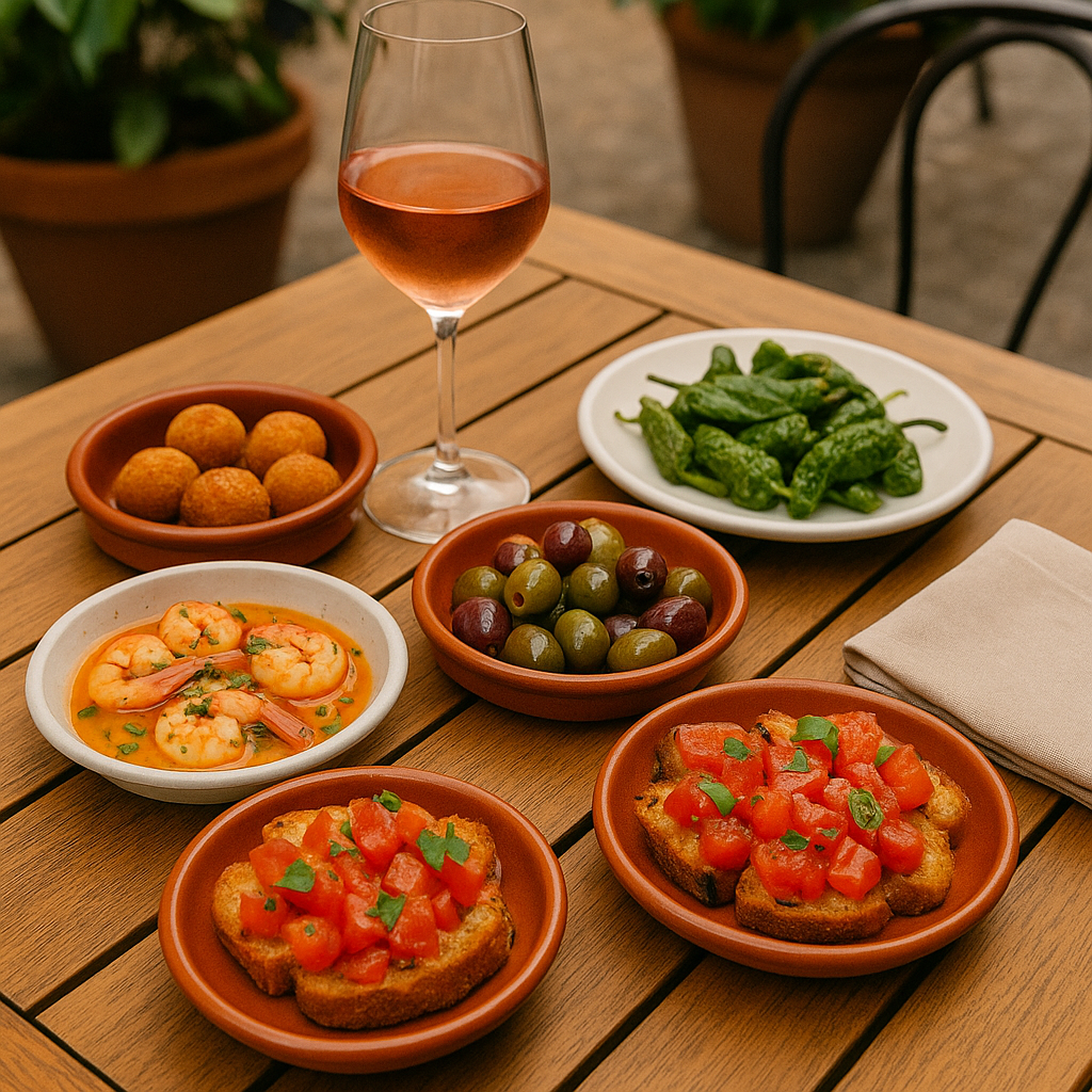 Tapas and sangria served on the patio at Bar Raval in Toronto