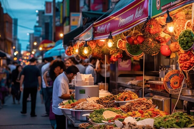 Street food vendor at Kensington Market in Toronto.